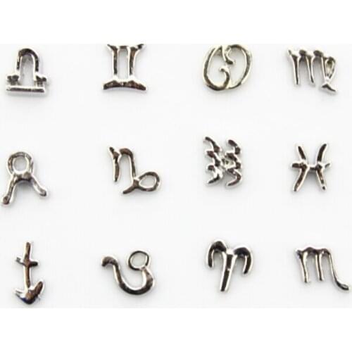 Hot selling The Signs of the Zodiac living glass floating memory locket charms (per designs per 10pcs)