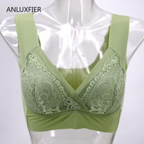 H9682 Large Size Bra Women No Steel Ring Gather Comfortable Breathable Underwear Bras Wide Shoulder Strap Lace Lingerie Bra