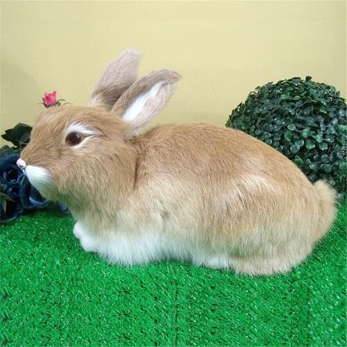 Fancytrader Simulation Animal White Rabbit Toy Polyethylene & Furs Handicraft Bunny Doll House Decoration Prop 20cmx30cmx16cm
