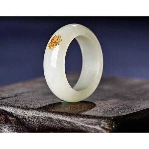 Genuine Natural Hetian White Jade Ring Men Women Fine Jewelry Certified Jades Stone Couple Wedding Rings Accessories Jewellery
