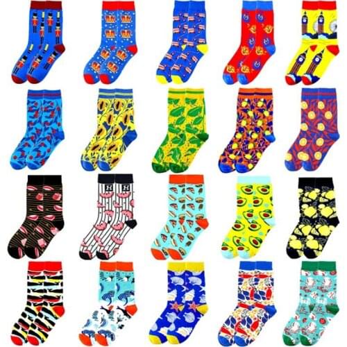 Creative Novelty Cotton Neutral Socks For Women And Men Crown Rocket Tree leaf Fruit Soldier Print Sock Comfortable Couple Socks
