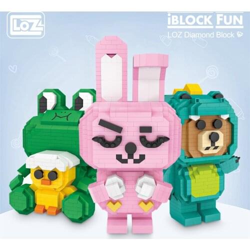 LOZ Diamond Blocks Cartoon Block Pink rabbit frog crocodile Series Buildings Toys for Children Girl Gift Fun DIY Boy