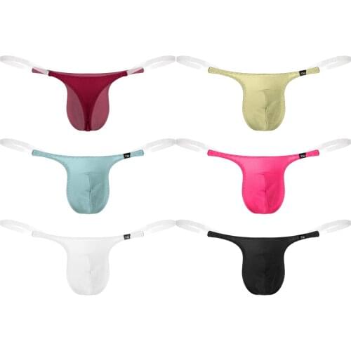 Plus Size G-String Men Underpants Seamless Transparent Elastic Waistband Bulge Pouch Thong Low Waist T-Back Bottom Underwear New