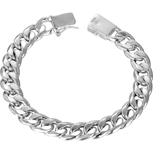 Selling 925 sterling silver jewelry hidden safety buckle geometric silver mens bracelet fashion classic neutral accessories