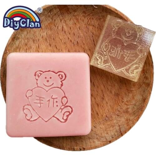 Handmade loving bear resin soap stamp custom DIY new resin Soap printed pattern heart soap chapter Z0094XX