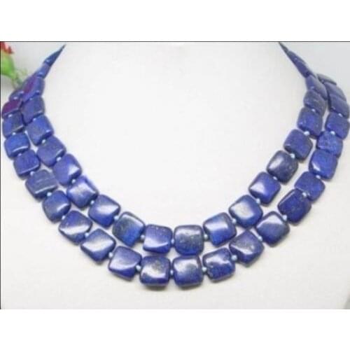 Natural 12x12MM 2014 new fashion free shipping lapis lazuli Jewelry Necklace 35 BV344
