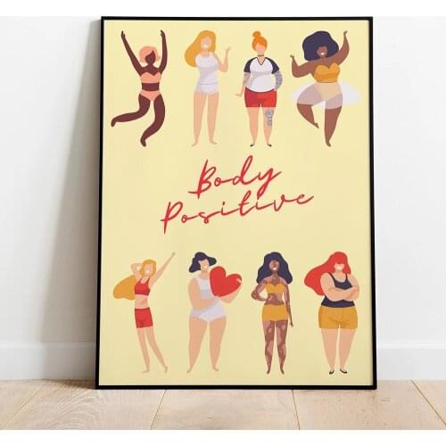 Body Positive Poster Print Girl Power Feminist Canvas Painting Abstract Minimalist Dancing Wall Art Pictures Bedroom Home Decor