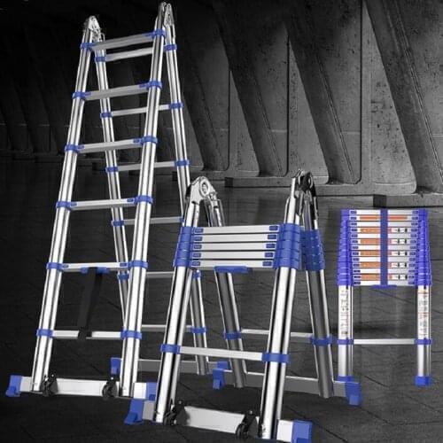 1.45M+1.45M Trestle ladder Herringbone Ladder Thickening Aluminium Alloy Portable Household Telescopic Ladders 5+5 Steps