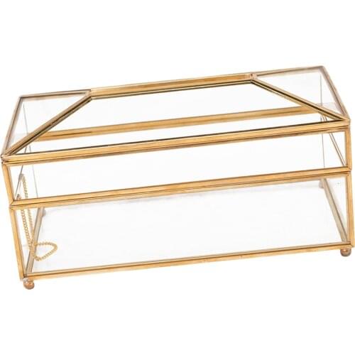 Tissue Box Cover Transparent Glass Home Desk Coffee Table Ornaments