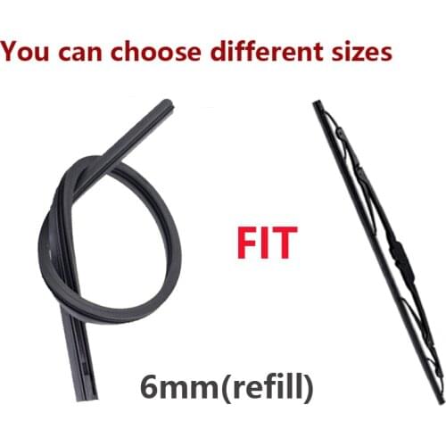 Car wiper Rubber strip High Quality Wiper Blade (Refill) 6mm Soft 14" 16" 17" 18" 19" 20" 21" 22" 24" 26" 28" 1 pcs