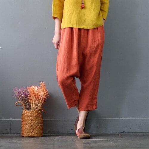SCUWLINEN Women's Trousers Harem Pants
