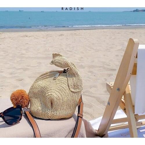 Animal Shape Straw Bag Cute Rabbit Shoulder Bag for Women 2021 New Summer Beach Bag Beige Raffia Weaving Messenger Bag Purse