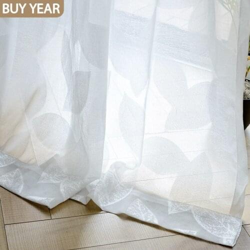 Modern Curtains for Living dining Room Bedroom Simple Solid Color Jacquard Tulle Fashion Modern Tulle Curtain Customization