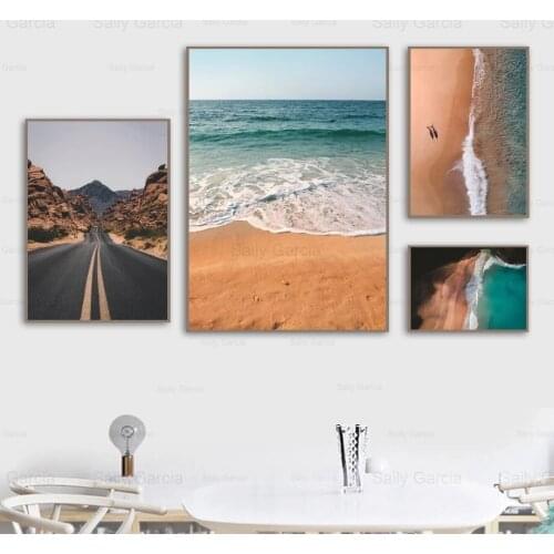 Modern Seascape Poster Beach Sea Wave Road Canvas Painting Nordic Style Wallpaper Decoration Home Bedroom Art Print Picture