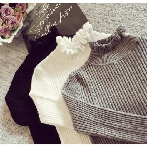 Cashmere Knit Women Sweater Pullover Ruffles Turtleneck Twist Wool Autumn Winter Long Sleeve Jumper Casual Sweater Tricot 1614