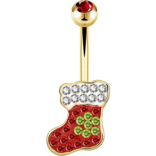 Body Punk 2020 News Christmas Design Belly Button Rings Christmas socks Navel Rings Body Piercing Jewelry