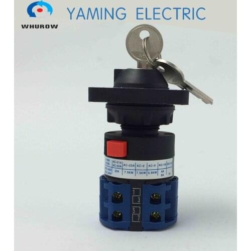 YMW26 Series 3 position on-off-on 20A 2 Phase Universal changeover cam switch with lock with key easy installation LW26-20/2S