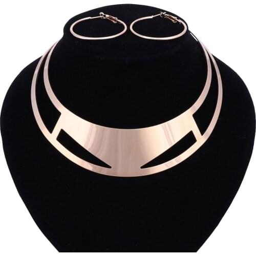 OUHE African Beads Jewelry Sets For Women Fashion Wedding Choker Necklace Earrings Gold Color Accessories Party Jewelry Sets