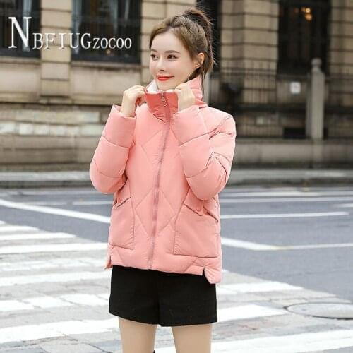 Stand Collar Zipper Windproof Women Parkas Short Style Hipster Female Coat