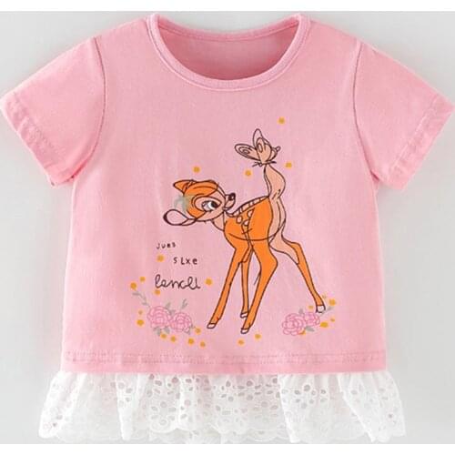 1-7Y Mini Dress Little Girls Short Sleeve Cat Tee Infant Children Tops t-shirt 100% Cotton Summer Baby Girl Clothes Kids t shirt