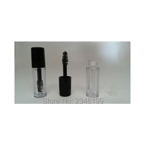 0.8ML 50pcs/lot 100pcs/lot Mini DIY Cosmetic Mascara Tube, Plastic Clear Eyelash Growth Liquid Refilable Bottle with Black Cap