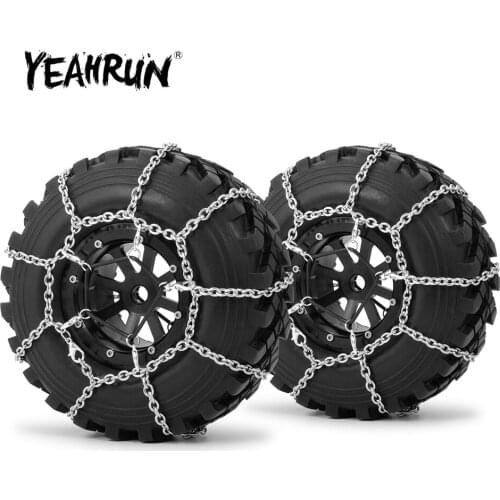YEAHRUN 1/2pair OD 130mm Wheels Tires Metal Anti-Skid Snow Chains Tire Chains For TRX4 TRX-4 1/10 RC Crawler