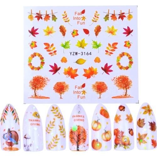 1 Sheet 2020 NEW Nail Art Water Transfer Stickers Autumn Maple Leaf Mixed Beauty Full Wraps Watermark Manicure Tattoo Decals
