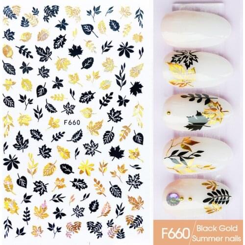 1pc 3D Gold Christmas Slider Nail Sticker Decals Snowflakes Christmas Tree New Year for Manicure Beauty Decor