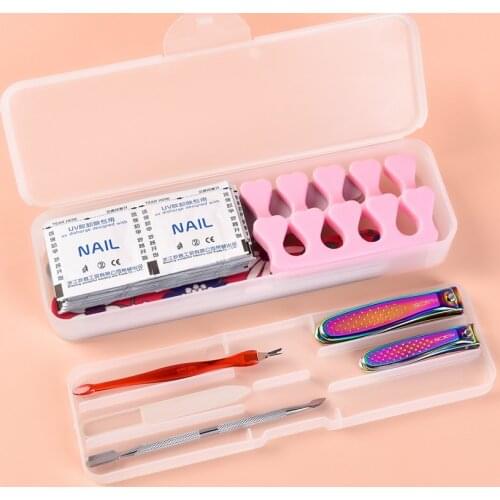 1Pc Rectangle Double-layer Nail Art Tool Empty Storage Box Tweezers Clippers Pens Polishing Nail Buffer Files Plastic Container