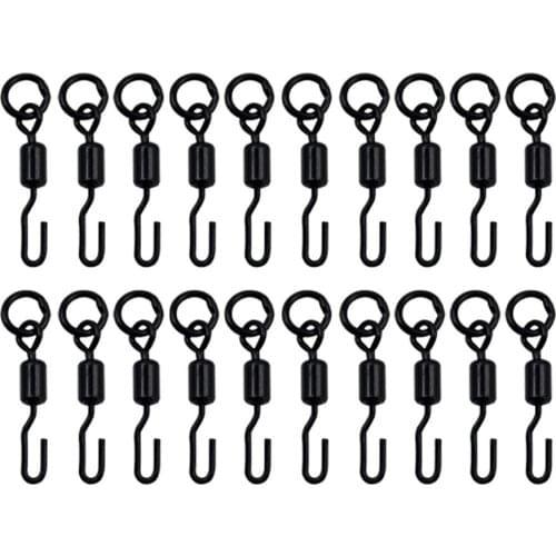 20pcs Spinner Swivel for Ronnie Rig Carp Fishing Tackle Tool Accessories Black Environmental Protection and Durability