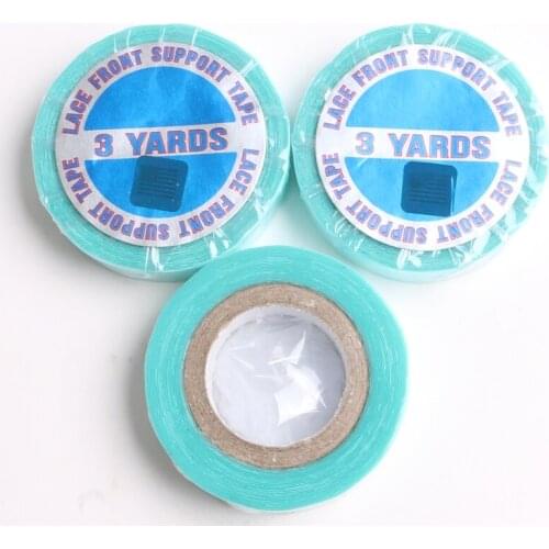 50pcs/lot 1cm x 3 Yards Blue Lace Frontal Support Double-sided Super Adhesive Tape Rolls for Lace Wigs PU Skin Weft