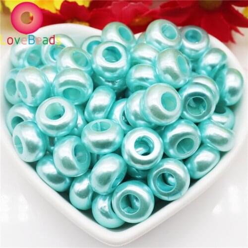 50Pcs Blue Yellow Gold Red Color Resin Murano Charms Big Hole Rondelle Spacer Beads Fit DIY Snake Chain Bracelet Jewelry Making