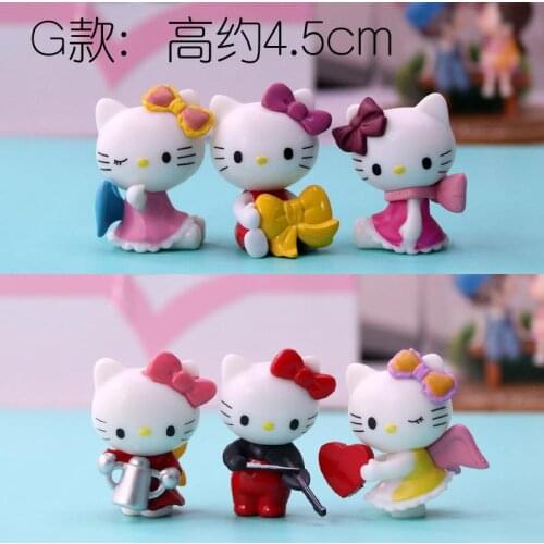 6pcs/set Cartoon KT Cat Toy Kawaii Exquisite 5cm Hello Kitty Doll Anime PVC Cosplay Cake Decoration Childrens Birthday Gifts