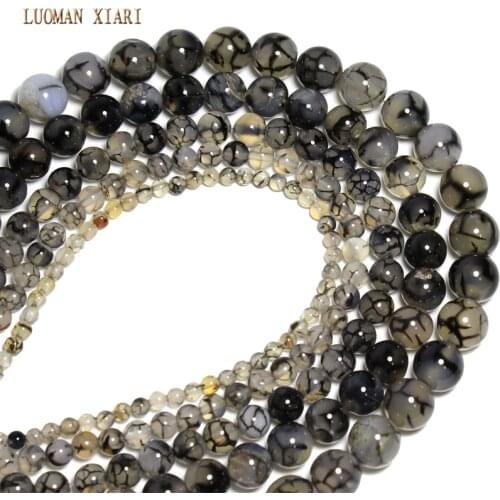 AAA+ Quality Black And White Lines Natural Beads Agat Chalcedon Diy Bracelet Necklace 6/8/10/12mm Free Shipping Wholesale