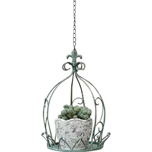American country wrought iron hanging crown hanging basket courtyard garden balcony space level decoration hanging pot flower st