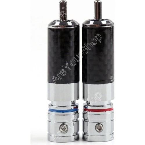 Areyourshop Sale 2 Pcs Audiophile Eutectic Copper Rhodium Plated RCA Plug Solder Connector minijack