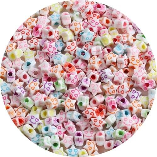 100pcs/lot Mixed Acrylic Beads Colorful Star Loose Spacer Beads for Needlework Jewelry Making Handmade Diy Bracelet Accessories