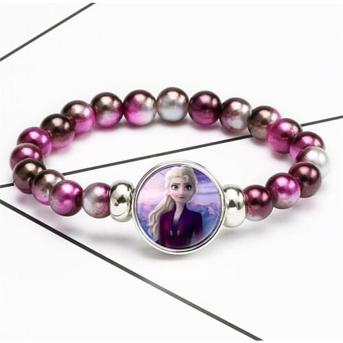 Disney Cartoons Frozen 2 Anime Princess Aisha Princess Anna Bracelet Girl toy Character beaded Bracelet Childrens gift toys