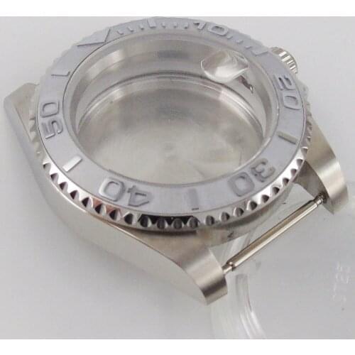 40mm Watch Case Brushed Bezel Insert Fit NH35 NH35A Movement white Coated Bezel Sapphire Crystal Stainless Steel