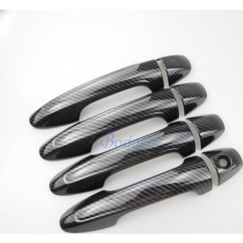 Carbon Fiber Color Door Handle Cover Overlay Panel Frame Chrome Car Styling 2016 2017 2018 For Toyota Fortuner Accessories