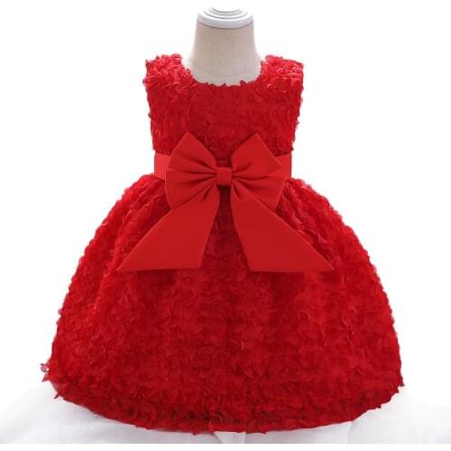 LZH Flower Girls Dress For Wedding and Party Dress For Baby Girls 1st Year Birthday Dress Kids Bowknot Princess Dress Children