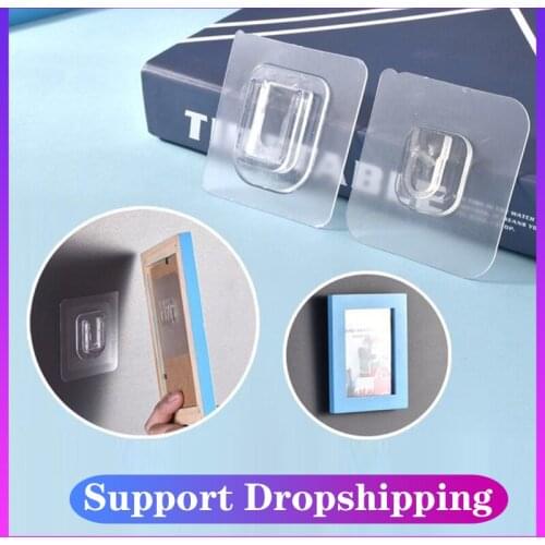 1Pair Double-sided Self Adhesive Wall Hooks Seamless Hooks Reusable Anti-slip Wall Mounted Hook Organizer Door Hook