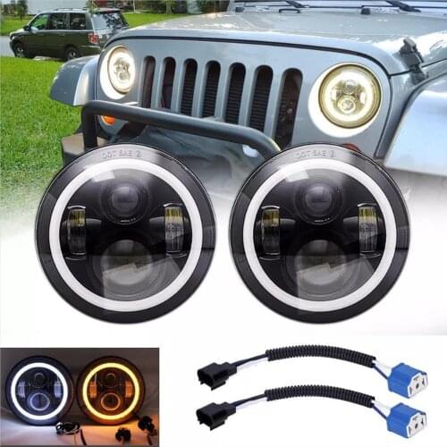 Inch LED Headlight Bulb Angle Eye DRL Car Led Driving Light 12v For Jeep Wrangler Land Rover Defender 4x4 off-road