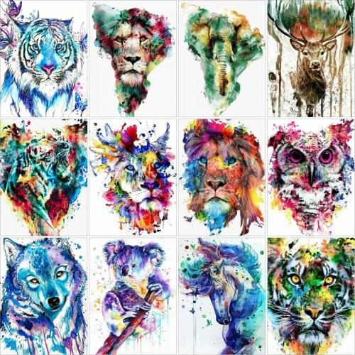EverShine 5D Diamond Painting Animals Cross Stitch Kits Diamond Embroidery Lion Mosaic Picture Of Rhinestones Decor For Home