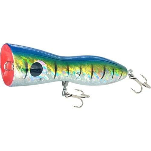 AS Popper Tuna Wood Trolling Bait Boat Fishing Lure 75g120g BKK Treble Hooks Saltwater Topwater Carp Artificial SwimBait Leurre