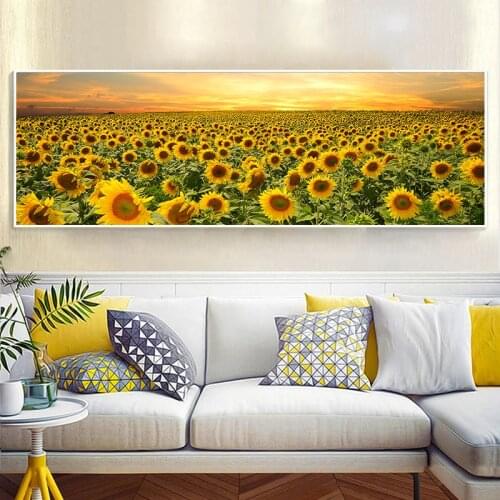 Sunflower Field Landscape Oil Painting On Canvas Bedroom Decor Modern Wall Art Living Room No Frame Picture Home Decoration