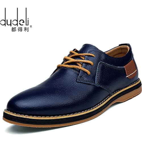Oxford Genuine Leather Dress Shoes Men Classic Lace-Up Winter Spring Office Walking Footwear Big Size 48 Flats Male Zapatos