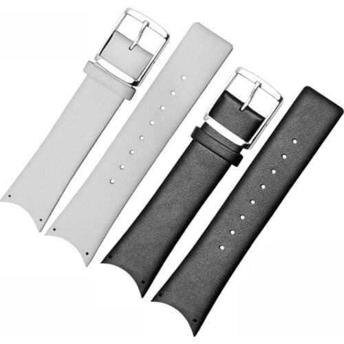 21mm Leather watch strap black and white bracelet with pin buckle replacement belt for KOH23100 /KOV231