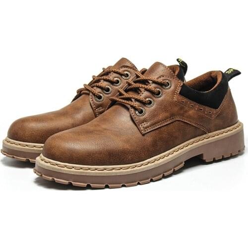 Men Leather Casual Shoes Leather Brand Men Shoes Work Safety Boots Designer Mens Flats Work & Safety Shoes