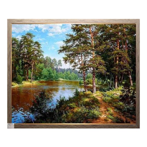 Cross Stitch Kits Crafts 14CT Unprinted landscapes, River Forest Embroidered Handmade Art DMC Oil Painting Set Wall Home Decor 4